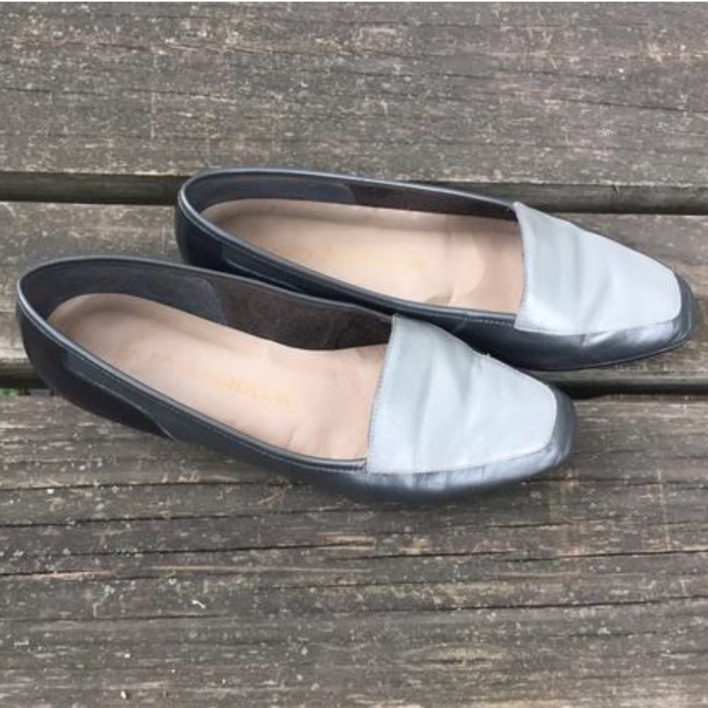 Vtg Enzo Angiolini Silver Leather Slip On 6 1/2